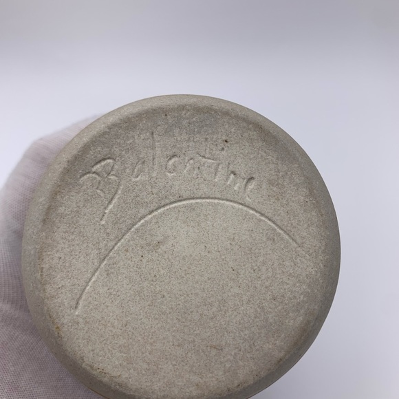 Susan Balentine Stoneware Studio Art Pottery Cylinder Oil Lamp W/ Globe Signed - Picture 10 of 10